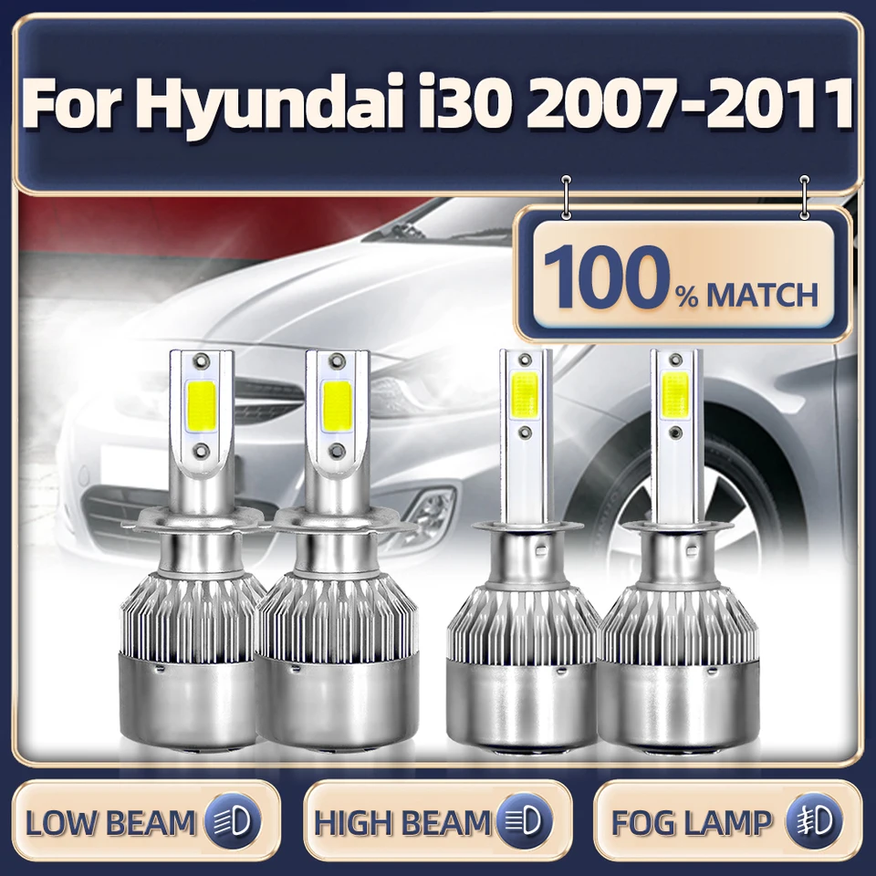 H1 H7 LED svetlometom Vysoké svetlomety s vysokým nízkym lúčom 240 W 40000LM Automatické lampy 12v 6000k biely pre Hyundai I30 2007 2008 2009 2009 2011 2011