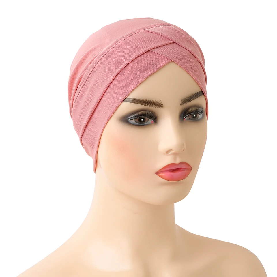 H117 Criss prešiel moslimský turban čistý farebný úsek vnútorné hidžáby pre čiapky pripravené nosiť ženské hlava šál pod kapotou
