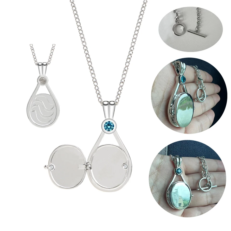 H2O stačí pridať Watrer Sky Blue Natural Zirkón Náhrdelník Kartoon televízny seriál Silve -Plátkaný prívesok Náhrdelník šperky