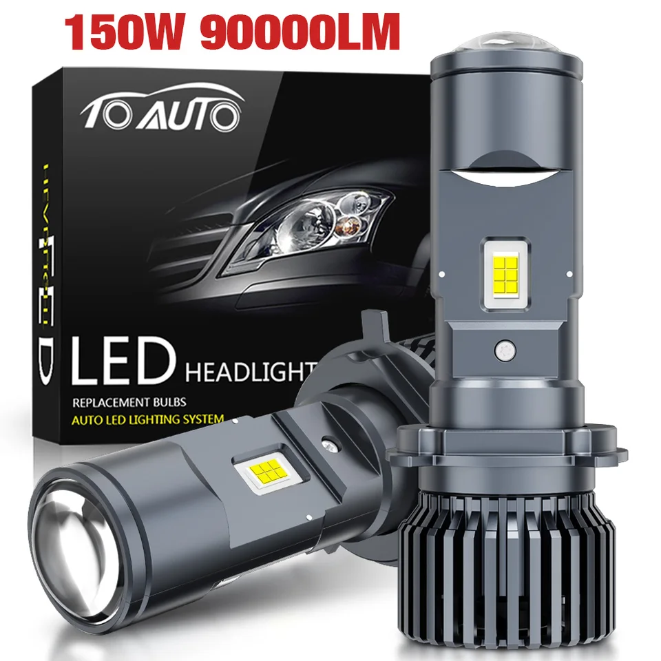 H4 Auto LED LED svetlomet objektív FOG Light CANBUS 150W 90000LM LED projektor Bulb 6500K Auto motocykle Highlimp High Low Beam 12V