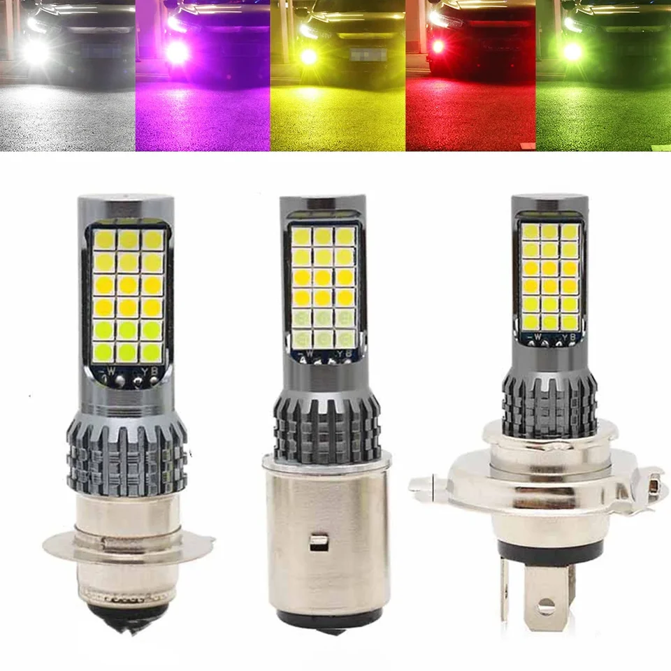 H4 BA20D Motocykel LED svetlomet Troj farby motocyklového skútra Light 36SMD Super jasné svetlo lampa Moto DRL Lights Hliník