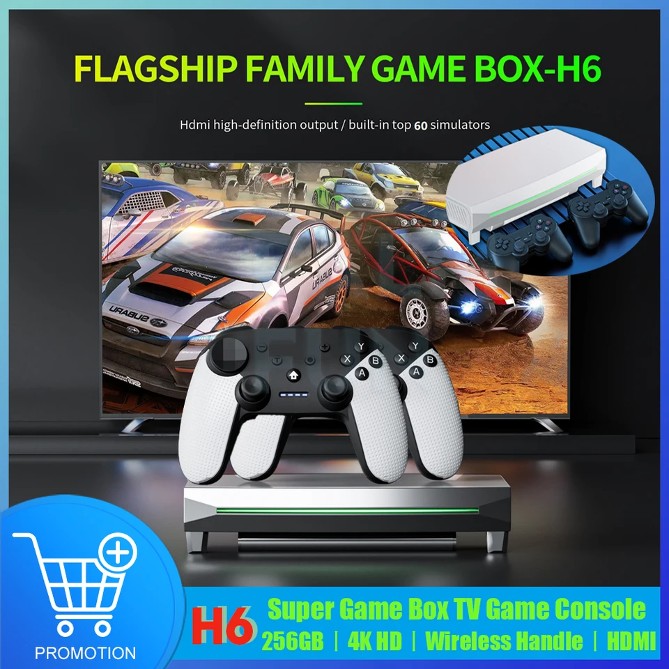 H6 Game Console 4K HD TV Videohry box 256 GB 20000+ Arcade Game Simulators Dual Player Wireless Controller pre PS1 PSP