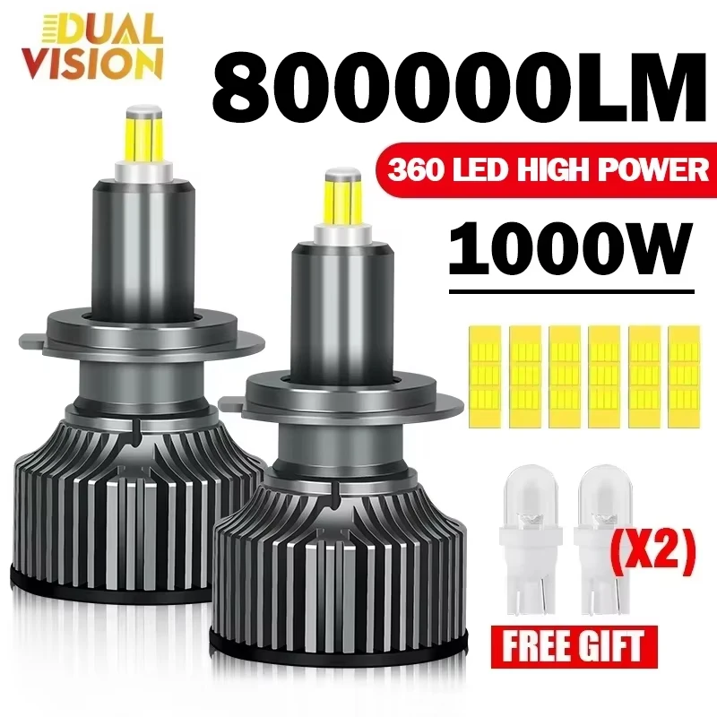 H7 LED CANBUS 360 pre projektorové šošovky 800000LM H11 H1 H3 LED H8 H8 Svetlomet HB3 9005 HB4 9006 HIR2 9012 LED hmlové svetlo 6500K 6500k