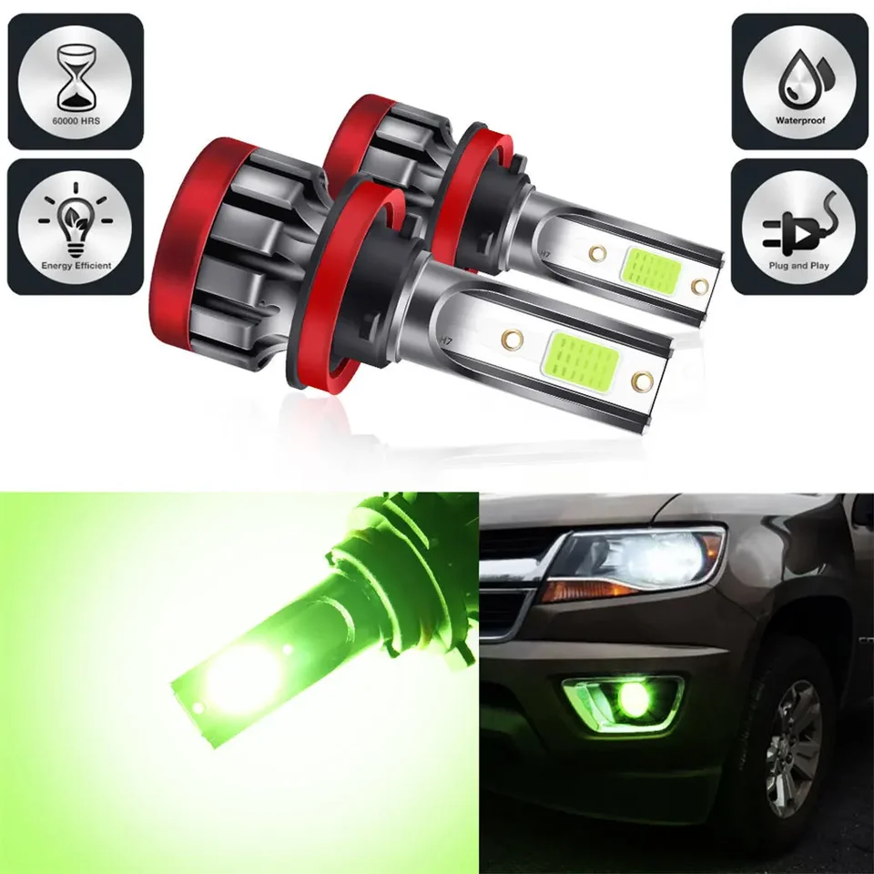H8 H9 H11 60W/1 Dvojica LED svetlomet citrónovo zelené žiarovky FOG LAMPS Vysoké nízko jazdné svetlá lúčov pre motocykel vozidla SUV Truck
