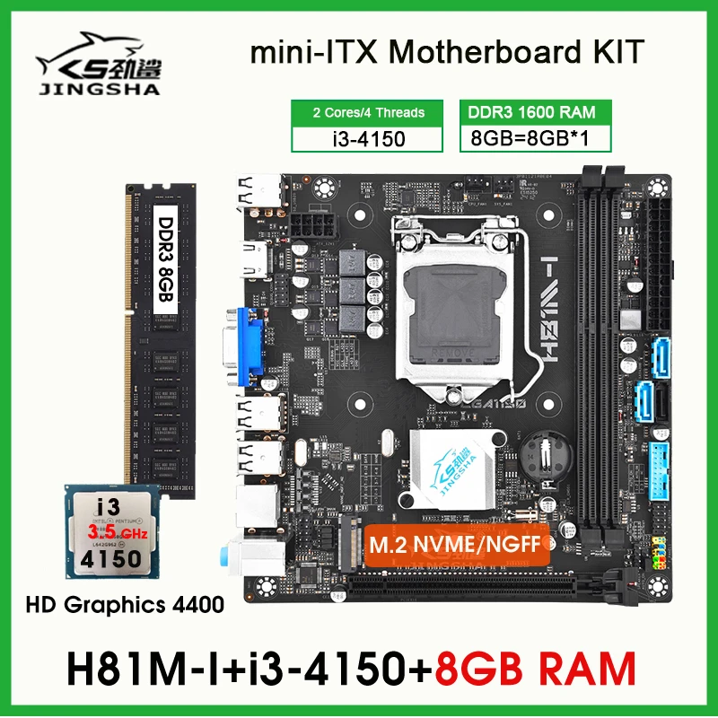 H81 MINI ITX Základný procesor a pamäťová súprava s CORE I3 4150 CPU a 8 GB DDR3 PC RAM LGA 1150 PLACA MAE Combo Set Kit