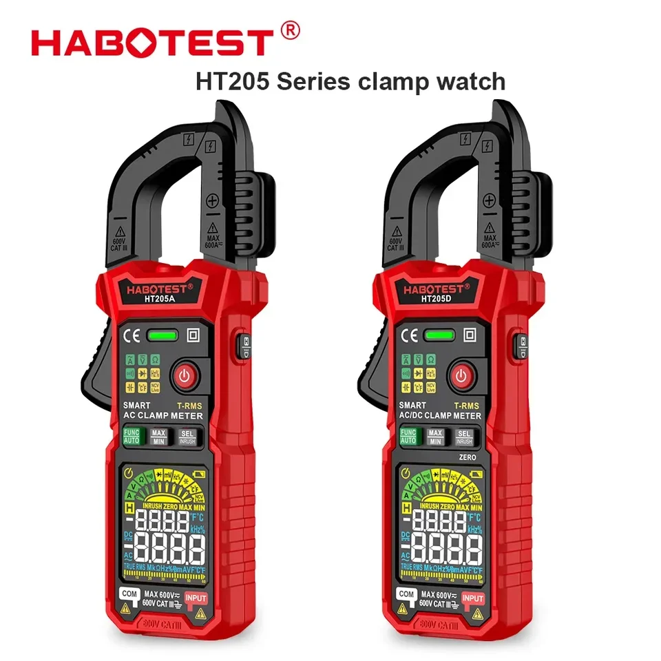 Habotestest HT205 Automatický rozsah automatického rozsahu RMS NCV DC AC napätie Inrush prúdový tester TESTER Automatický voltmeter HT205A
