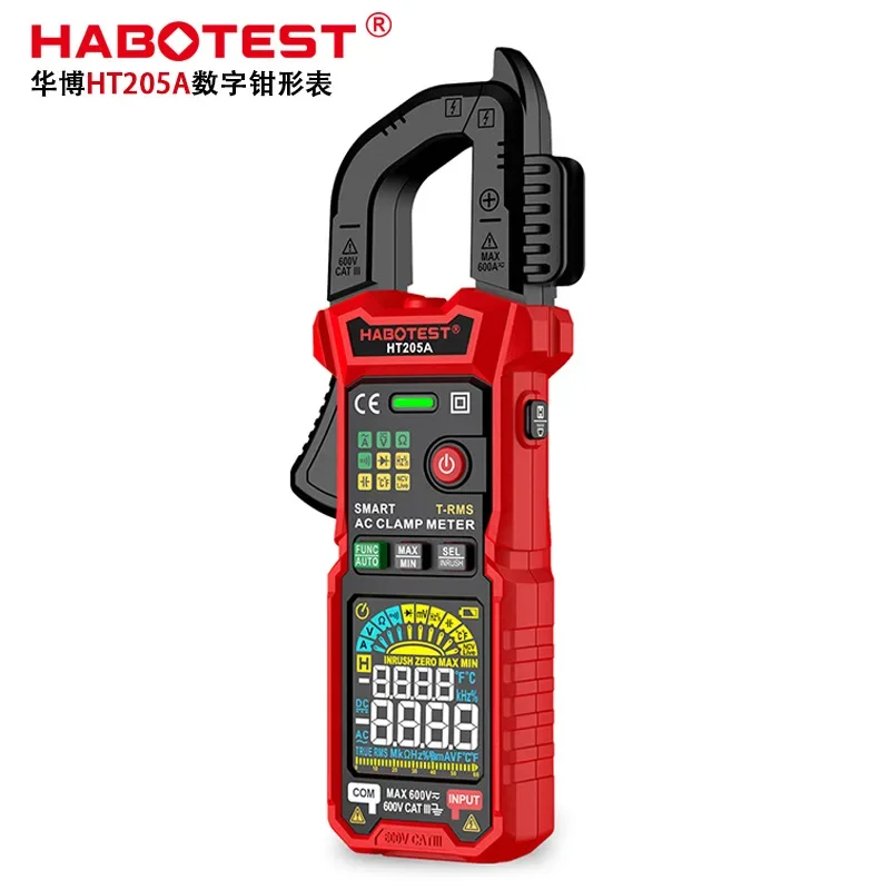 Haboth HT205 Inrush CLAMP meter 600a True RMS AC/DC Prúdový merač zosilňovača Meria tester kapacita teploty napätia napätia