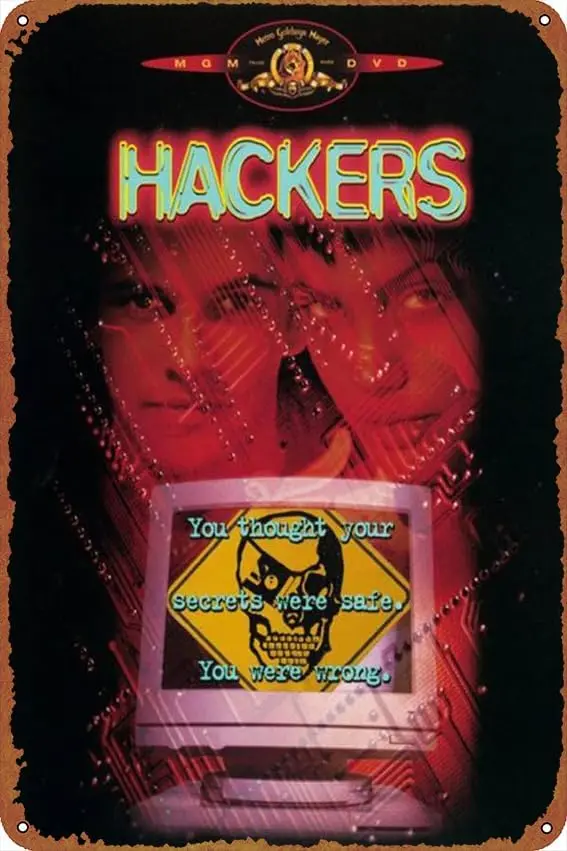 Hackeri filmový plagát vintage vzhľad Tin Metal Sign Decotion dekorácie 8x12 palcov