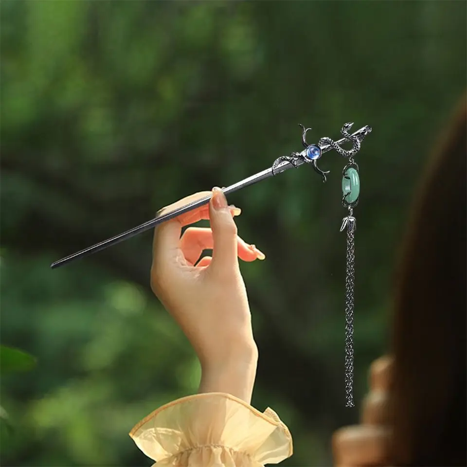 Hadová medená vlasy Vidlička Darček motýľa nový čínsky štýl Varovňa Suarpin Tassel Hair Stick Hairstyle Design Design Tool Geometric Hair Stick