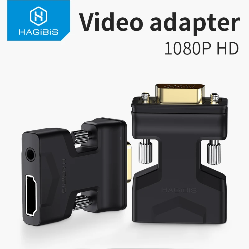 Hagibis HDMI kompatibilný s adaptérom VGA s audio portom ženským videom prevodníkom 3,5 mm pre projektor Monitor TV PC PC PC PC