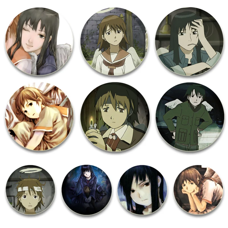 Haibane Renmei Brošes karikatúry odznak na batohové oblečenie ručne vyrábané okrúhle smaltované špendlíky pre šperky Darčeky doplnky