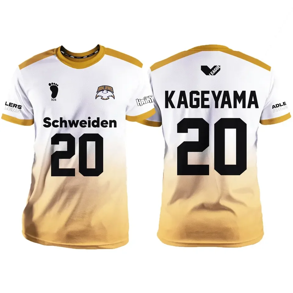 Haikyuu adlers biely karikatúra anime cosplay muži dres leto s krátkym rukávom Deti TEE Tops 2024 Módne dámske tričko