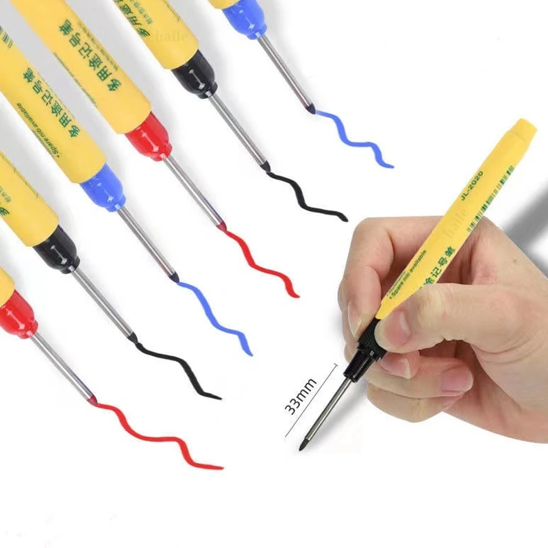 Haile 3-5k/veľa dlhých hlavných značiek Pen Kúpeľňa Woodworking Decorácie viacúčelové hlboké dierové značky sada červené/čierne/modré atrament