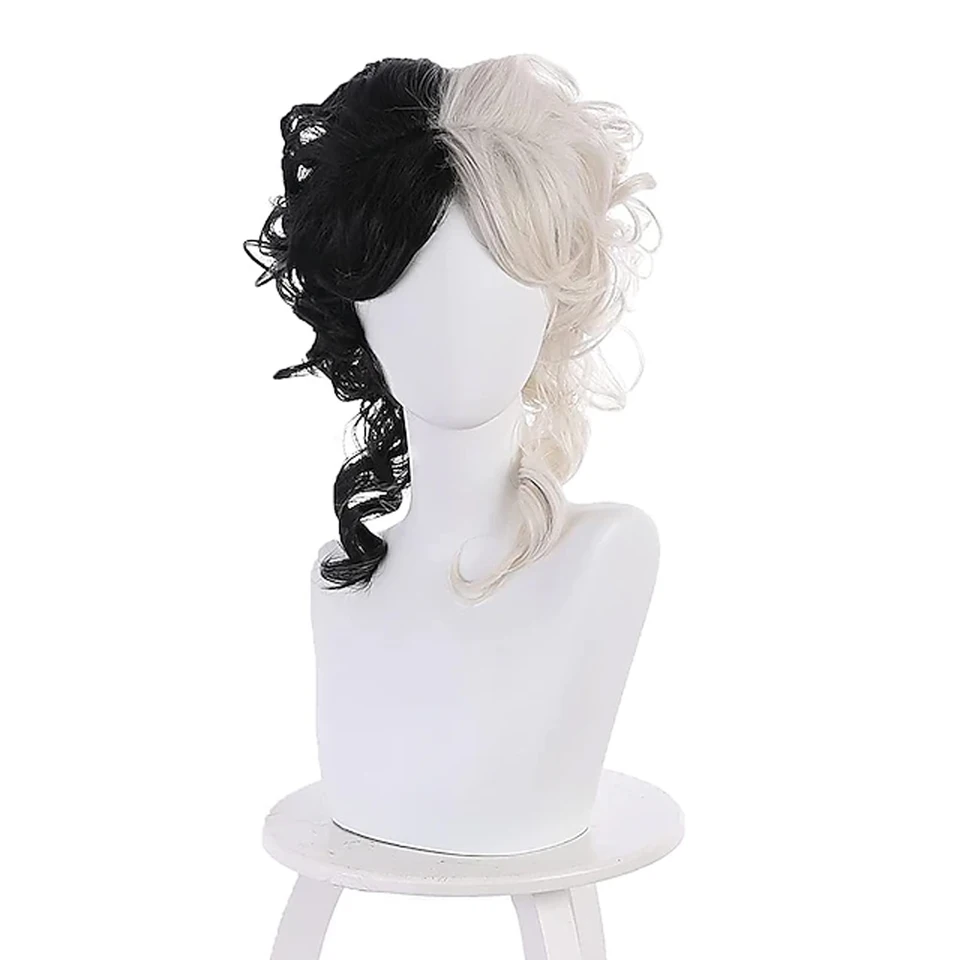 Hairjoy Syntetické vlasy Ženy Muži krátke kučeravé čierne biele parochne Cosplay anime parochne