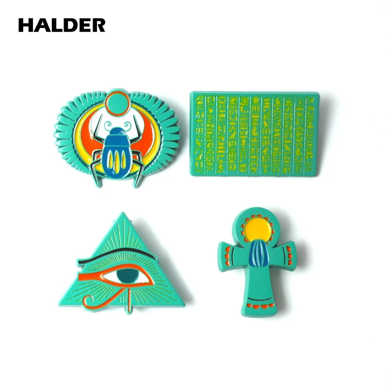 Halder Egypt Triangle Pyramíd Epitaph Scarab Eye Metal Enamel Pin Brošne klopne batohový batoh odznak šperky doplnky darček