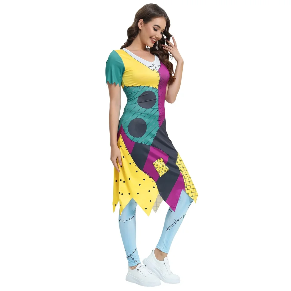 Halloween Anime Movie Nočná mora pred Vianocami Cosplay Dress Party Set kostým ženy štíhle kombinézy BodySuit Gothic Leggins