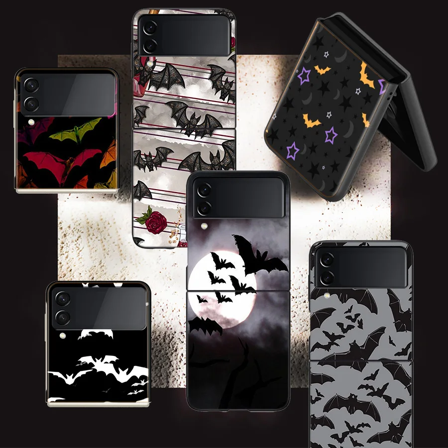 Halloween Bat Phone pre Samsung Galaxy Z Flip 5 4 3 5G puzdro Luxusný kryt Z Flip 6 5G čierne puzdrá Shell PC Fundas Shockproof z
