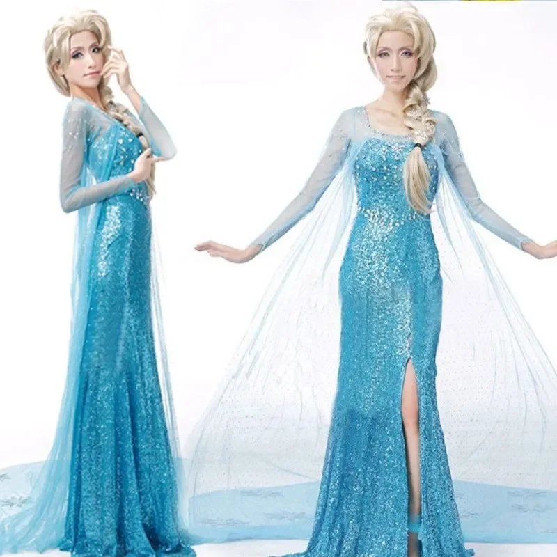 Halloween Cosplay anime kostým, ľad a sneh fantasy princezné šaty, elsa elsa dospelá princezná šaty, výkonný kostým