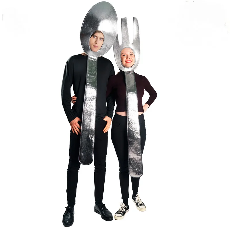 Halloween Cosplay kostým Cutlery Knife a Fork Headdress Holiday Party Funny oblečenie pre dospelé odevné doplnky