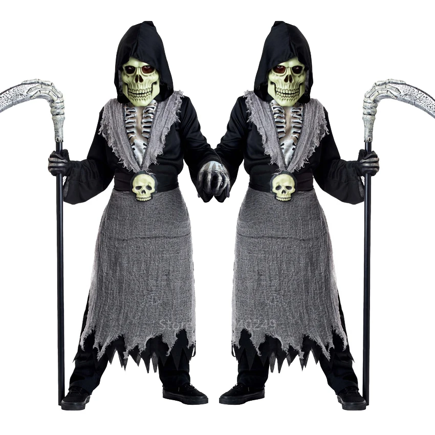 Halloween Cosplay kostým pre deti Karnevalová párty dievčatko dievča strašidelné horory zombie duchovné smrť kostry tlače lebka maska ​​sada lebky