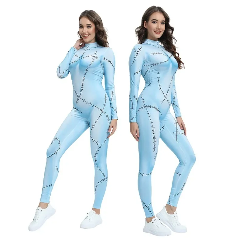 Halloween Cosplay kostým pre ženy Sally tlačené šaty kostým zenti karnevalové telesy obliekajú ženské ženské legíny