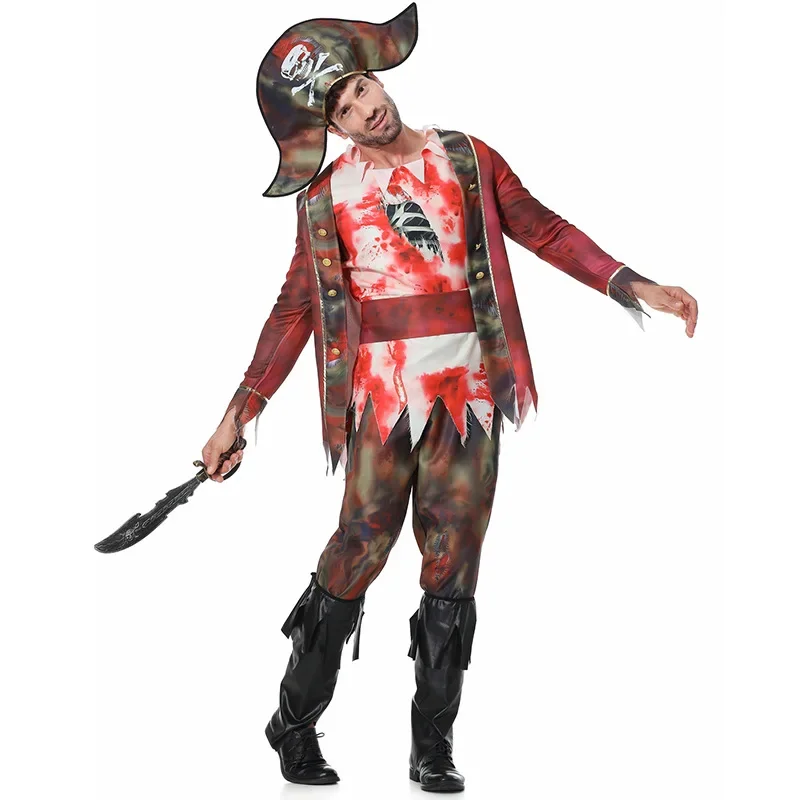 Halloween cosplay pirátsky horor zombie kapitán kostým