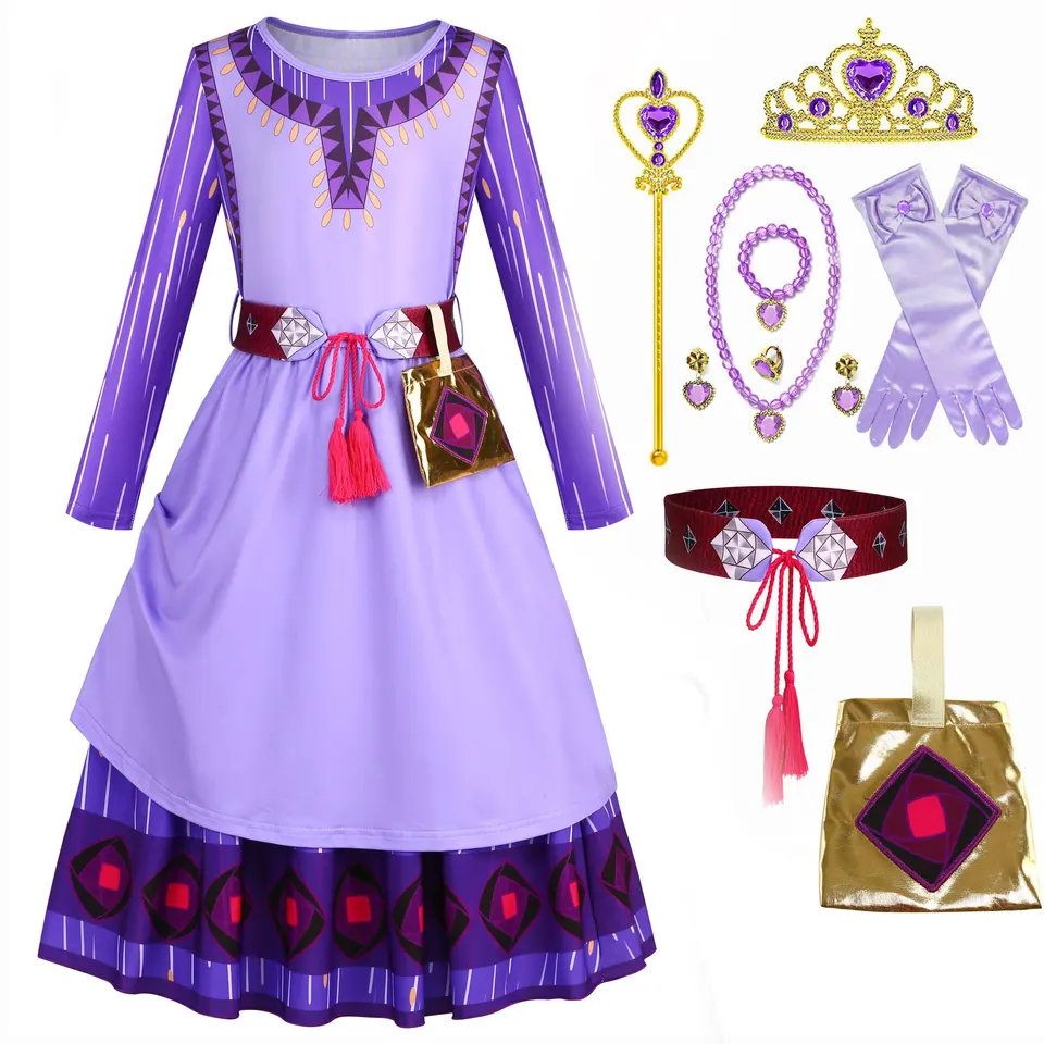 Halloween Cosplay princezná želanie asha šaty pre dievčatá Karneval vianočné deti maškaráda pódium Performance Party
