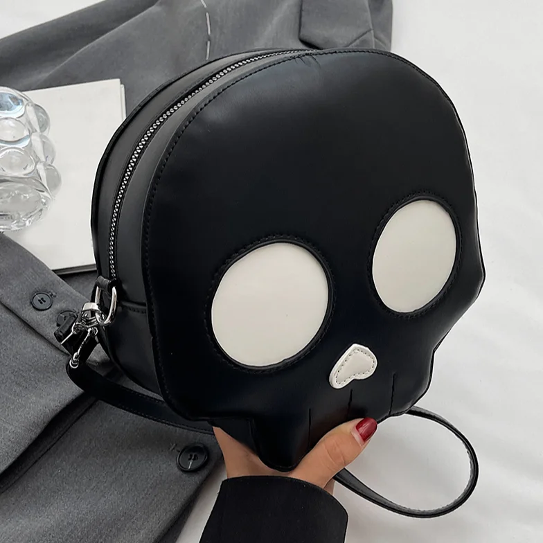Halloween Cute Skull Head Candy Bag Novinka kožená kožená mobilná taška s kabelkou Všenú pračie tašku karikatúru Malé ramenné vrecko