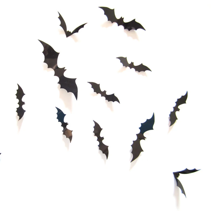 Halloween dekorácie Dodávky 3D nálepky na netopiere Stiapky Duch Shadow okenné nálepky Party Decoration Scene Lesting Stupeľ
