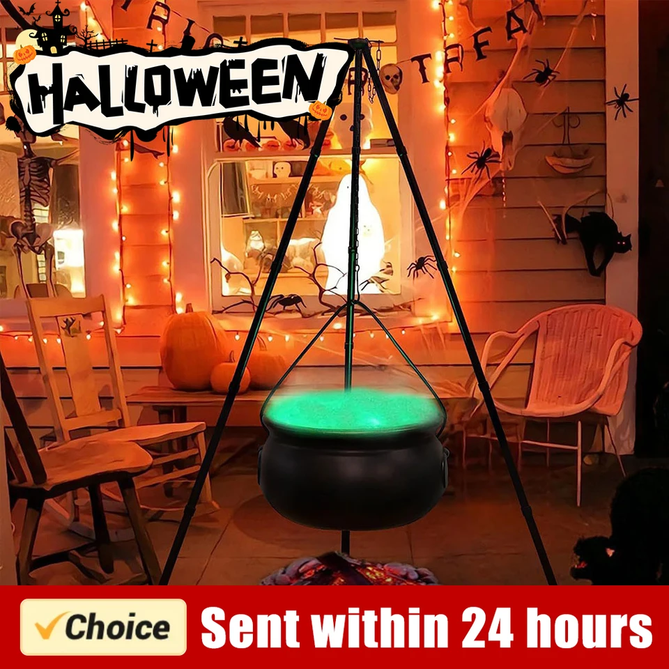 Halloween dekorácie vonkajšie veľké čarodejnice kotol na statív so svetlami čierna plastová misa na halloweenskú domácu výzdobu