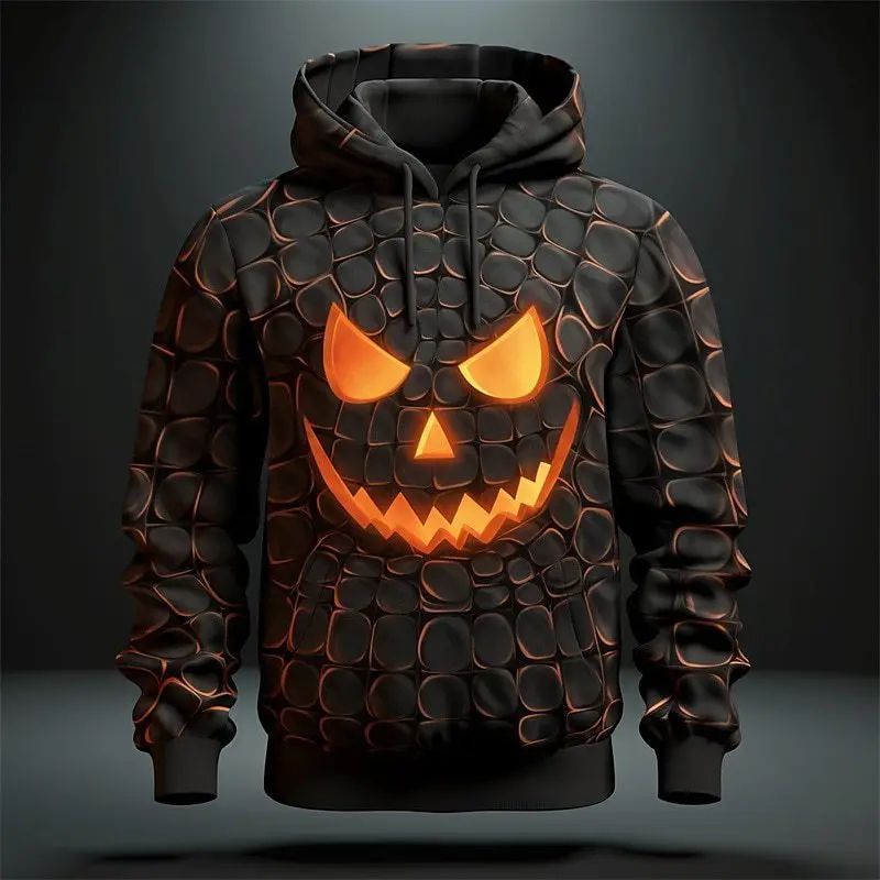 Halloween desivé tekvicové vzory Pánske mikiny s kapucňou jesenné zimné zimné rukávy 3D tlačené hororové hip hopové mikiny