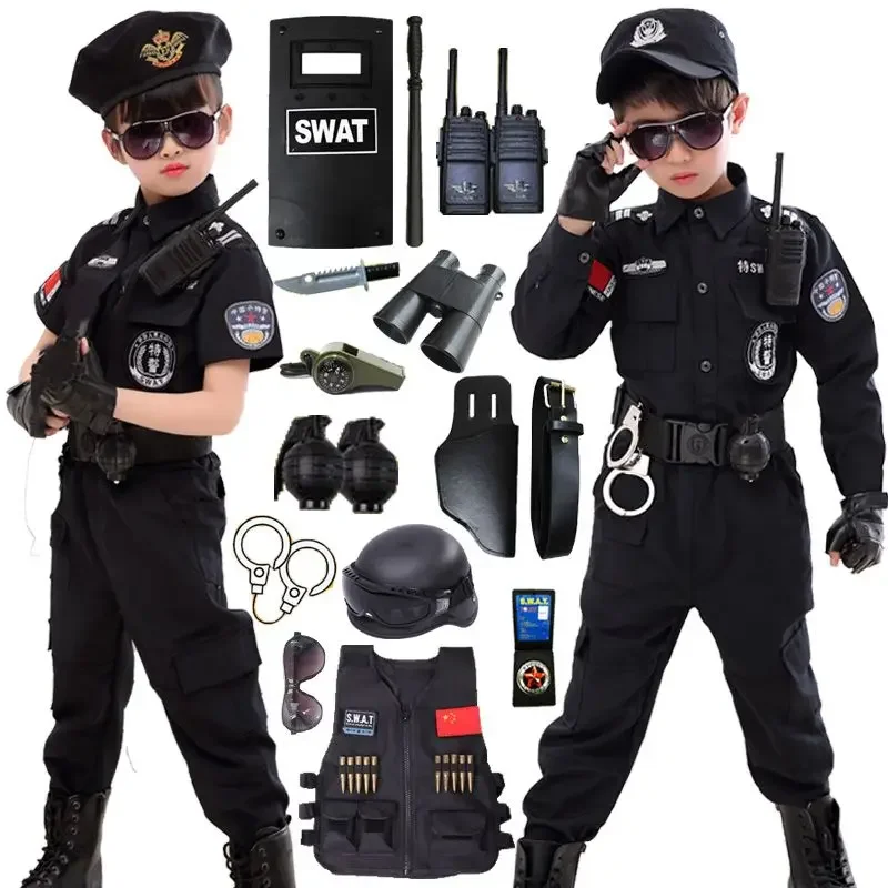 Halloween deti policajt Cosplay kostýmy chlapci dievčatá Dievčatá Dievča