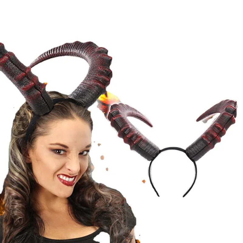 Halloween Devil Horn Headband Čierny červený hornový čelenka čela