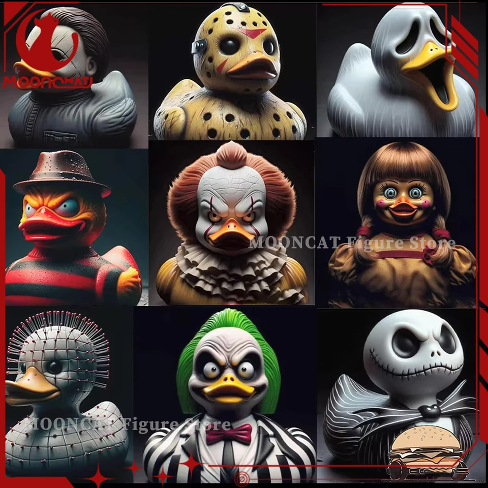 Halloween Evil Duck Anime Figure Horror Series Ohromujúca bábika vzrušujúca raj figurín strašidelná stolová dekorácia zbierka