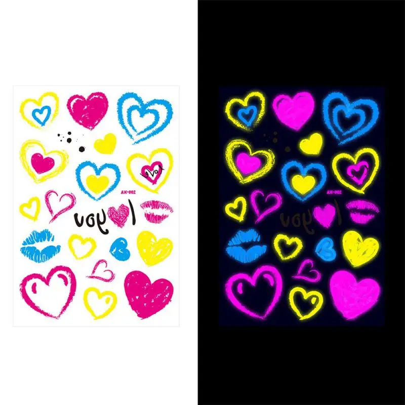 Halloween Fluorescent Love Lover Lover tlač dočasný tetovací nálepky Hudobný festival koncertný bar Party Face Ar