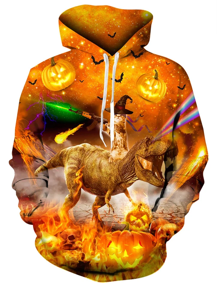 Halloween Funny Pánske mikiny Novinka tlač 3D vzorový s kapucňou pullover s vreckový
