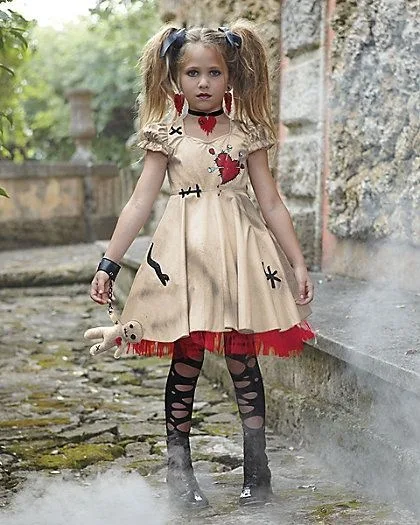 Halloween Girl's Costume Voodoo Doll Costumes pre dospelých a detské luxusné cosplay mini šaty 100 cm-150 cm