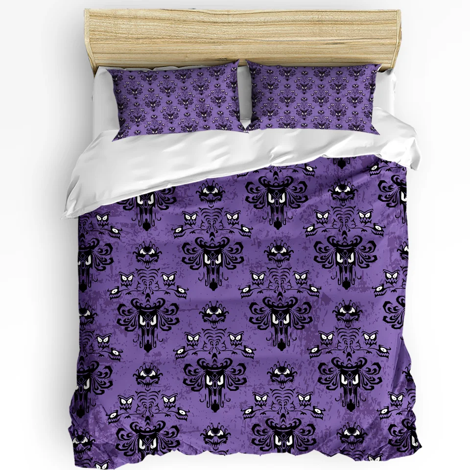 Halloween Haunted Mansion Purple Black Duvet Cover s vankúšovým puzdrom Vlastné 3ks podstielky sada prikrývky obal na dvojitú posteľ domáci textil