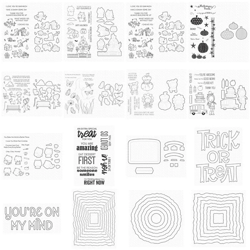 Halloween Holiday Squeeping The Day Clear Stamps Cutting Dies Scrapbooking na august 2023