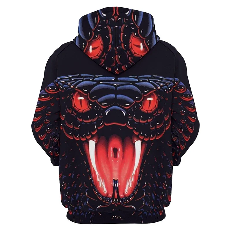 Halloween Horror Animal Snake 3D tlačené mikiny Goth Cobra Men módne grafické mikiny Streetwear Pulloves Tracksuit Tops