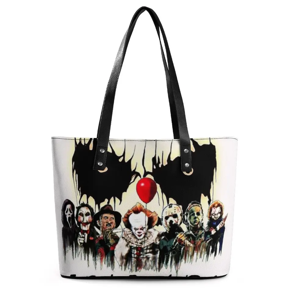 Halloween Horror Team Priatelia kabelky Jason Voorhees College tote taška cool tašku na rameno tlače rukoväť Pu kožené nakupujúce tašky