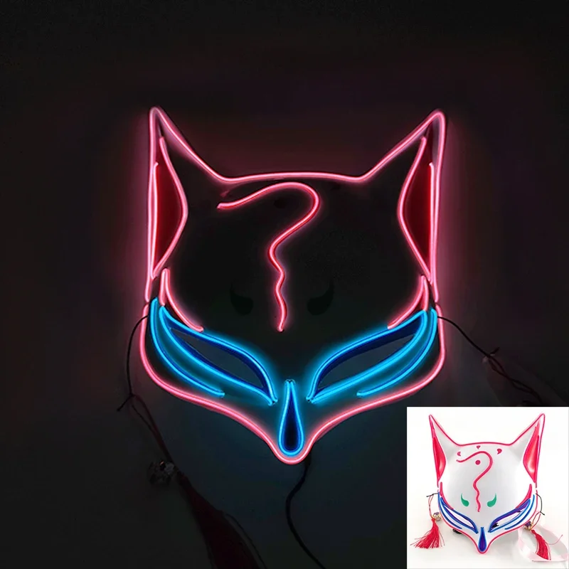 Halloween japonský štýl žiariaca tanečná show Maska LED LIMINE HAD FACK MAKA MASKA MASKO COSPLAY Dodávky neónovej svetelnej masky