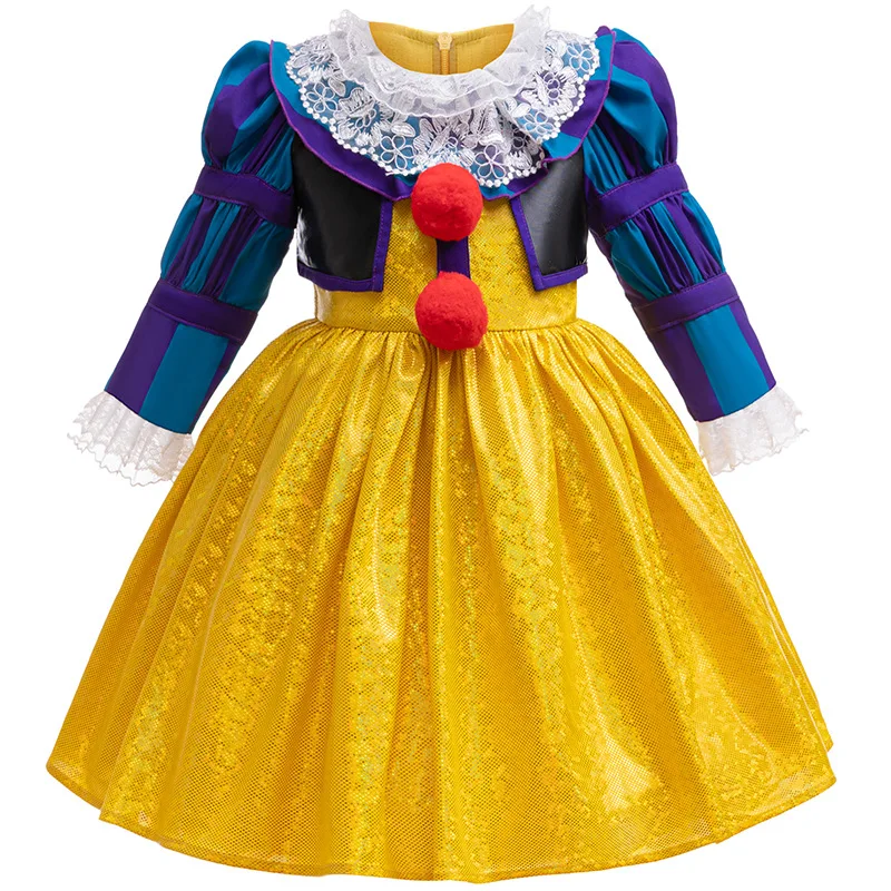 Halloween Joker Cosplay kostým 0-6 rokov staré dievča Lace Bubble rukávy