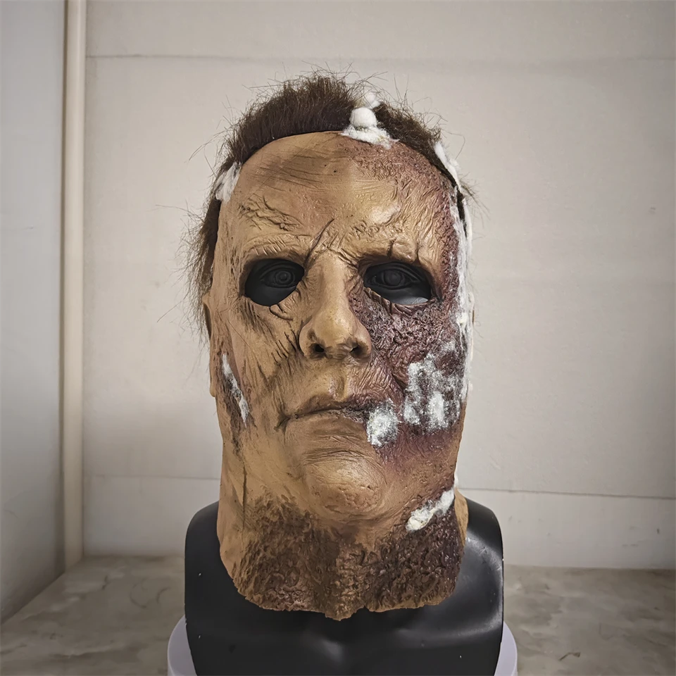 Halloween konce Michael Myers Burnt Mask Party Cosplay Horor Killer hlava obal Michael Myers White Latex Mask vytvárať starý štýl
