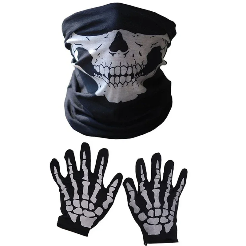 Halloween kostrové rukavice a maska ​​lebky set k narodeninám Game Party rekvity