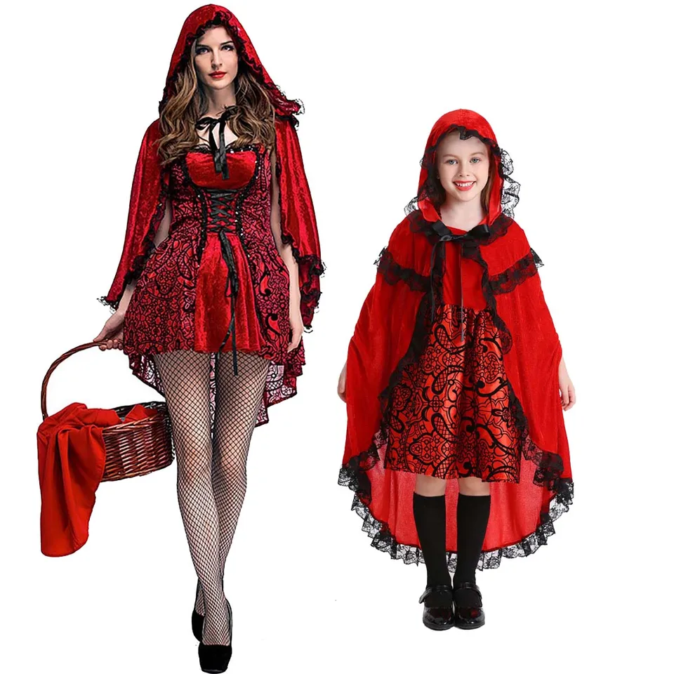 Halloween kostým Goth Little Red Riding Hood Club Queen Costume Cosplay kostýmové šaty