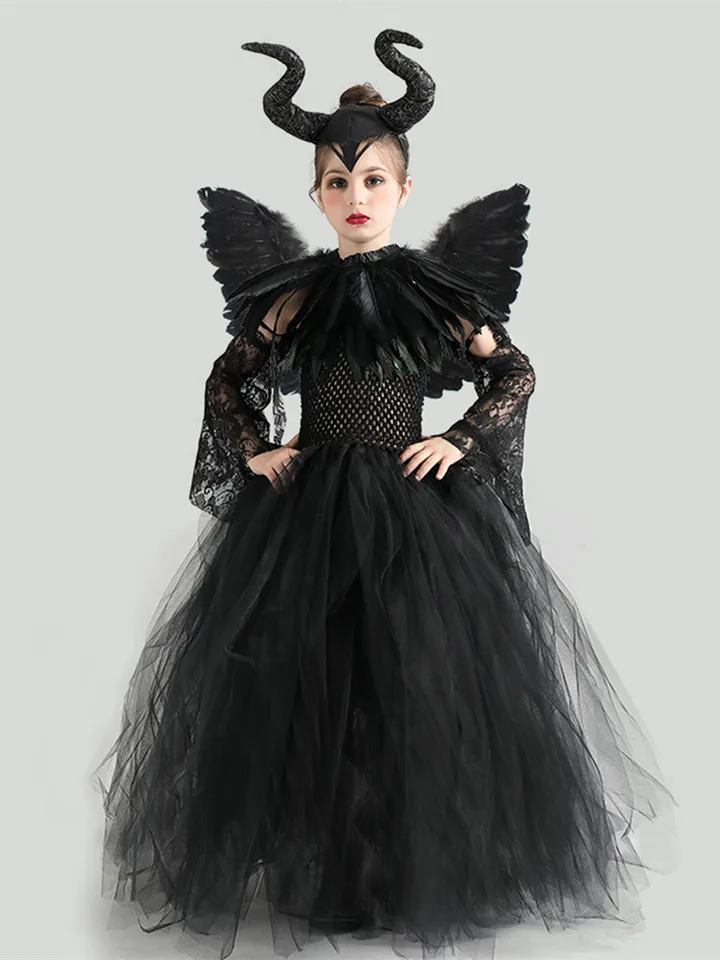 Halloween kostým pre deti spiace kúzlo Maleficent čierna čarodejnica Cosplay kostýmy Dievčatá obliekajú detské párty Vestidos 2023 kráľovná
