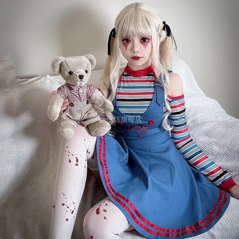 Halloween kostým pre ženy klaun cosplay anime horor duchovné šaty šaty Disfraz 3-dielnu vyhovuje Vestidos