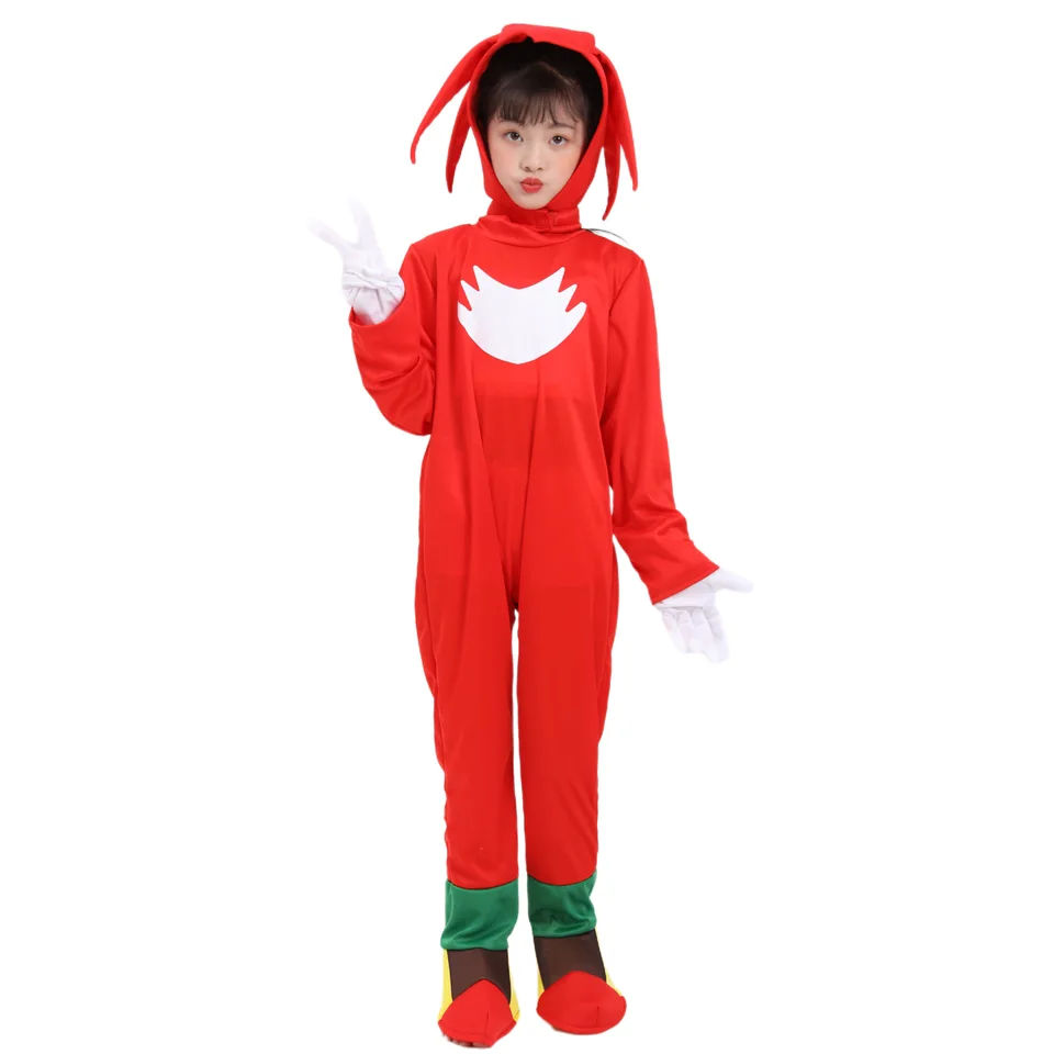 Halloween kostýmy chlapec Hedgehog Červené zvukové deti Red Knuckles kombinéza Nová pódium uniforma