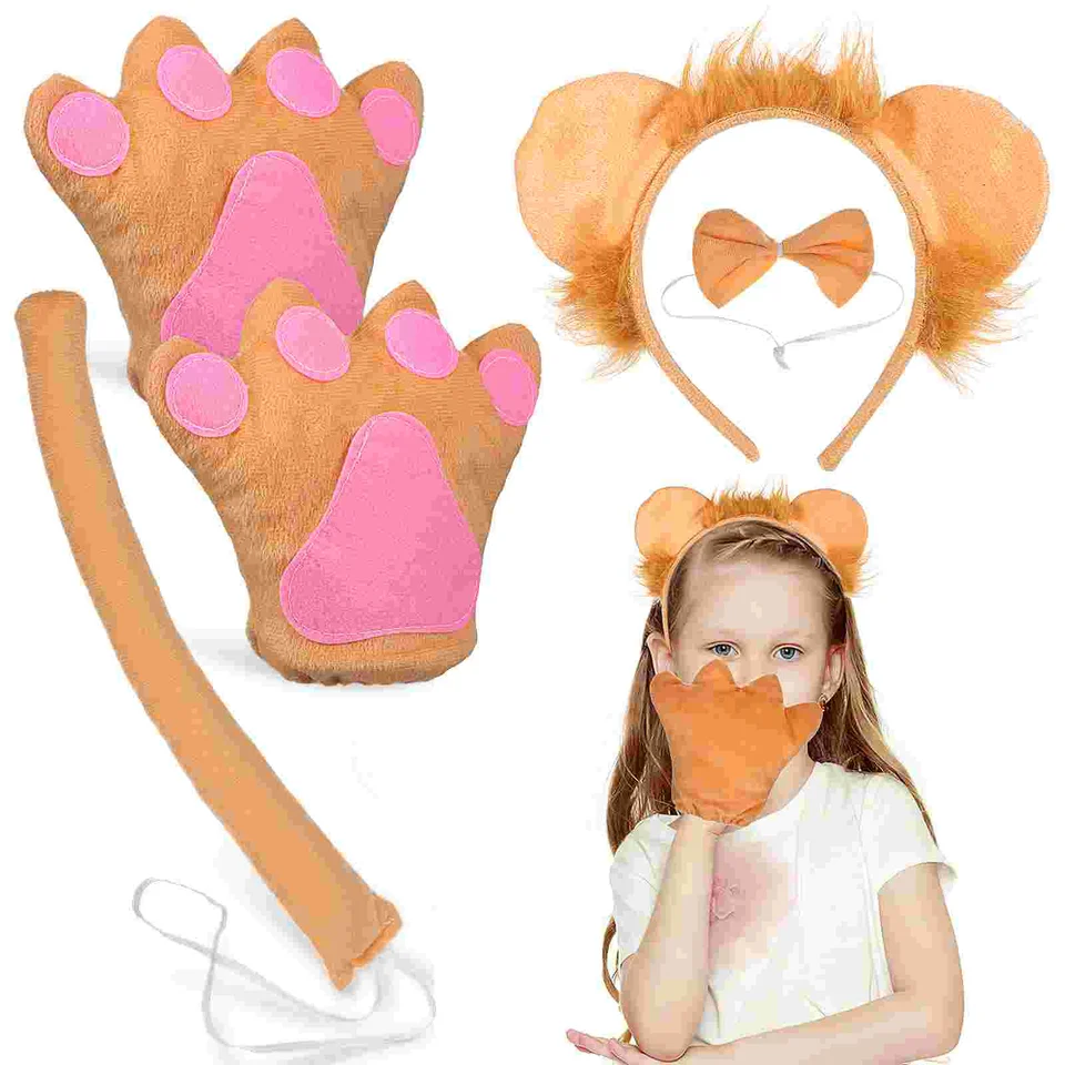 Halloween kostýmy leva čelenka zvierat Cosplay prop zdobiť rukavice uší karneval pre ženy batoľa